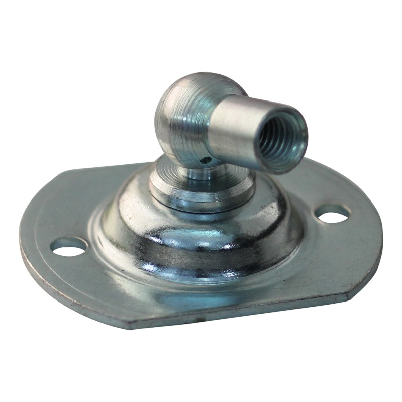 plaque de montage avec boule, boule et support BA20/K10+PF18 zingué rond 55x2mm, 2 trous Ø5mm à 41mm. Hauteur 22mm, Boule 10mm, Pan PF18 (M8), non assemblé