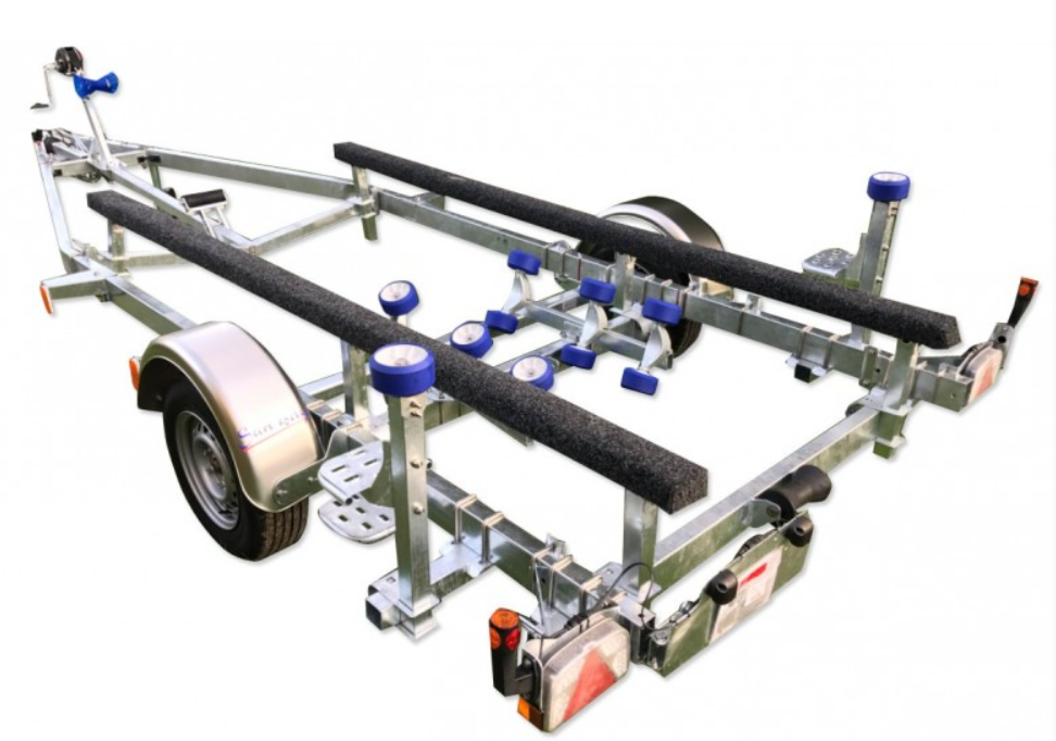 Remorque Bateau Immergeable et Freinée Sun Way D2411 | PTAC 1000kg kit patin