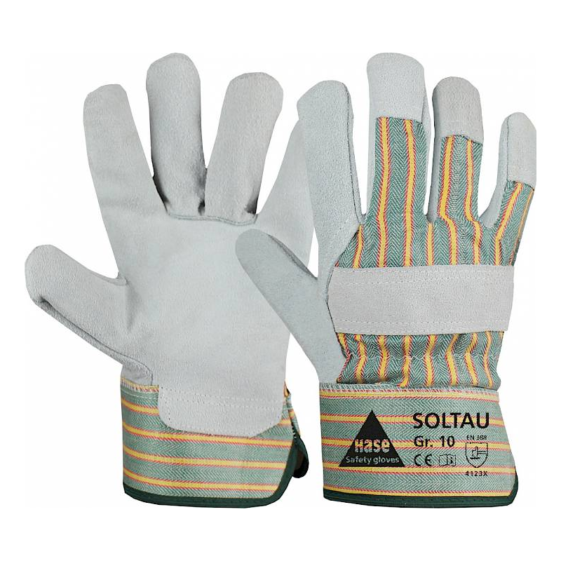 gant de travail croûte de cuir taille 10 blanc / vert-jaune
