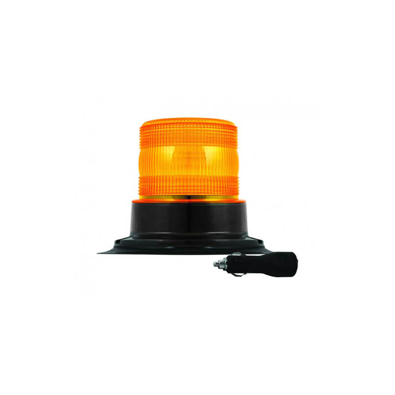 Gyrophare clignotante LED orange 9/30V Cordon spiralé avec allume cigare 8x 2watt LEDs