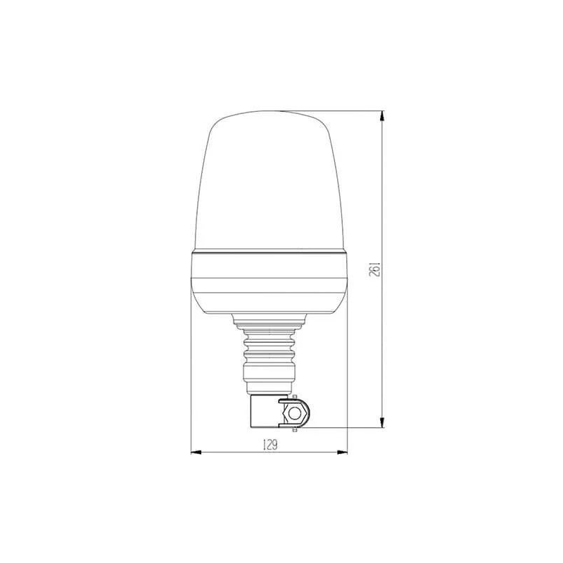 Gyrophare LED orange R65 avec support de montage Flexi DIN 24V