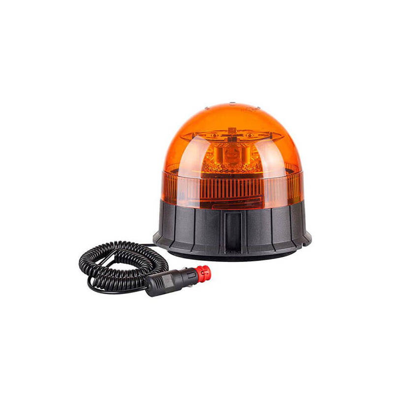 gyrophare LED orange base magnétique 10/30V cordon spiralé avec allume cigare