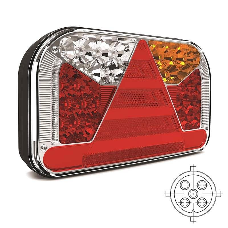 feu arrière LED baïonnette à 5 pôles droit droit 12/24 V Lavaflow