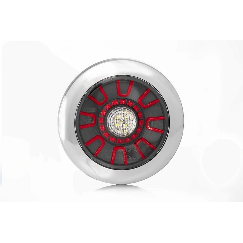Feu antibrouillard/arrière à LED darklook, chromé 12-24V 5-PIN. inb.