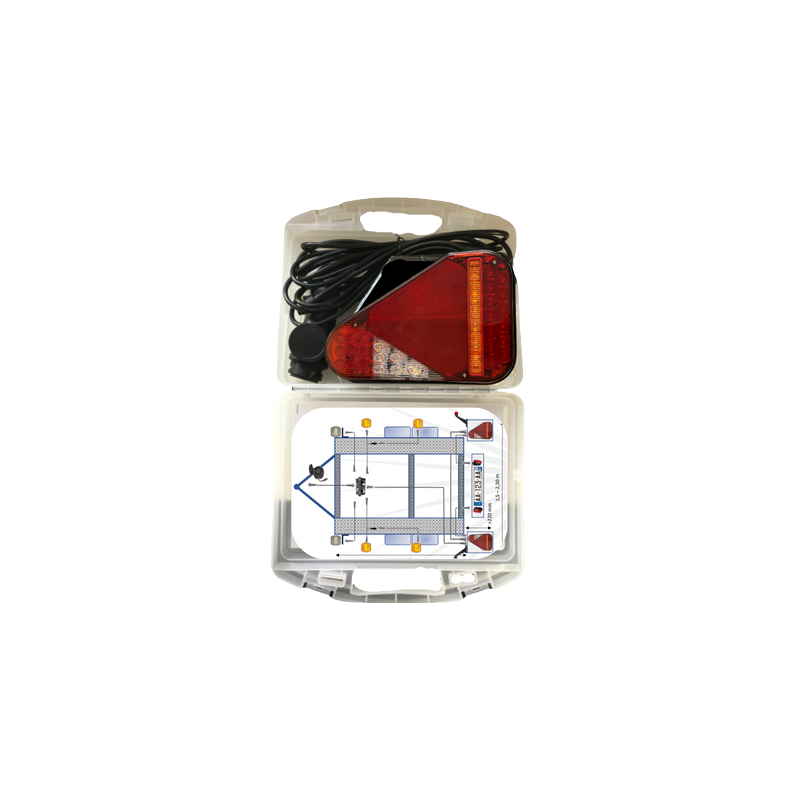 kit d'éclairage LED prêt à l'emploi prise 13 pôles 12/24V , comprenant 2 feux de contour, 4 feux de position latéraux, 2 feux de largeur, 2 feux de plaque d'immatriculation