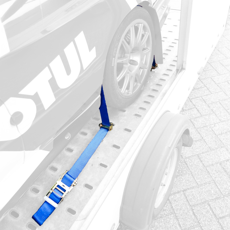 sangle d'arrimage pour transporteur de voiture bleu 50mm 2500mm polyester