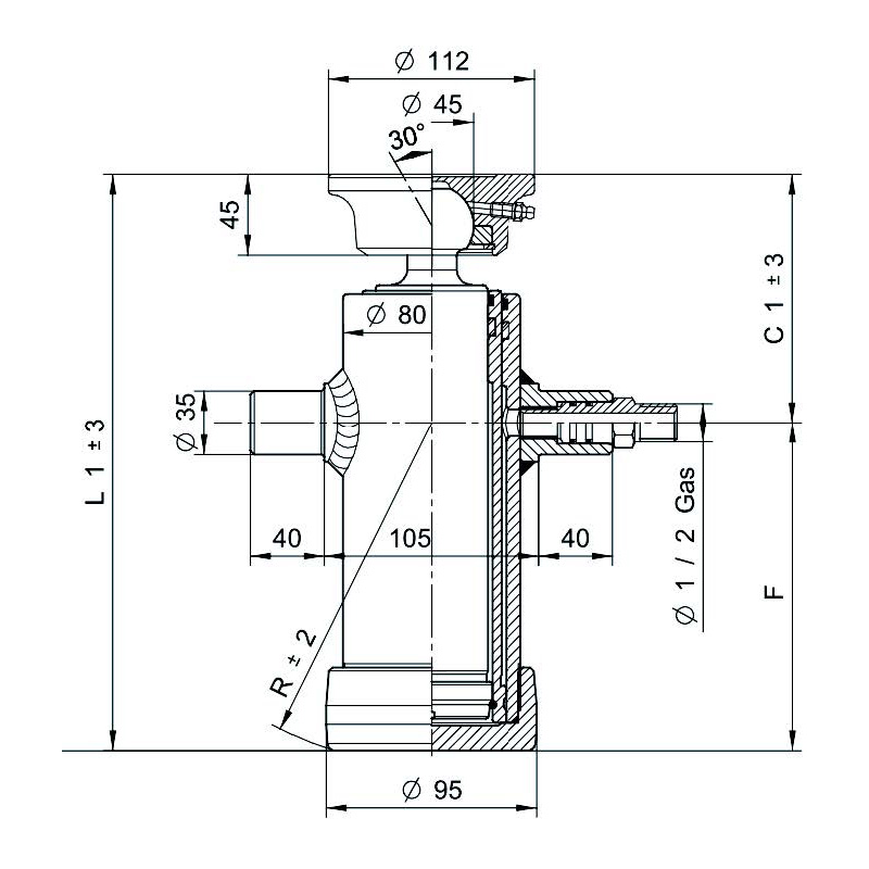 vérins téléscopiques 3,5ton course 695mm 2 expansions tête soudable