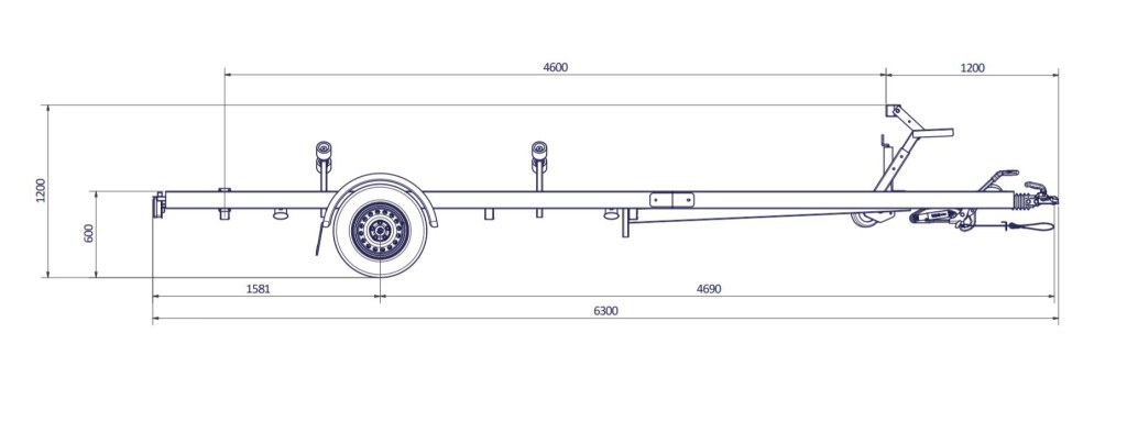 6m30-2m20 - 1x1350 kg - 1350 kg - VLEMMIX - Remorque Porte-Bateau (photo)