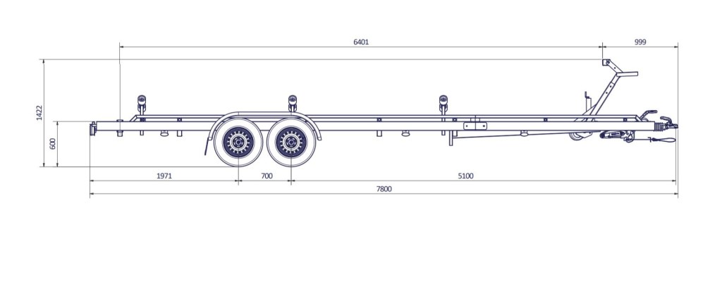 7m80-2m20 2x1350kg - 2700 kg - VLEMMIX - Remorque Porte-Bateau (photo)