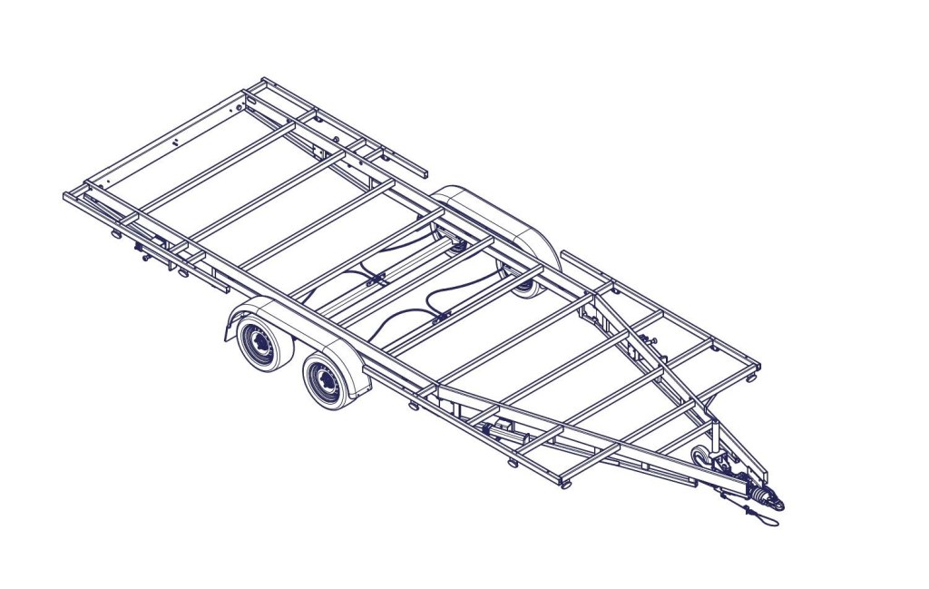 TH 6m x 2m44 plateau 2 x essieux 1800 kg (photo)