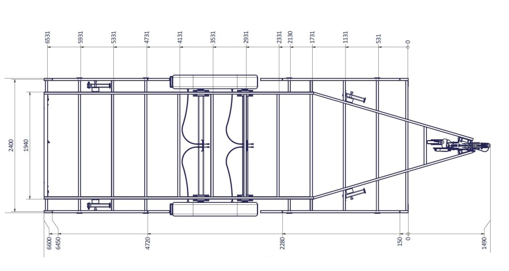 TH 6m60 x 2m44 Plateau 2 x essieux 1800 kg (photo)