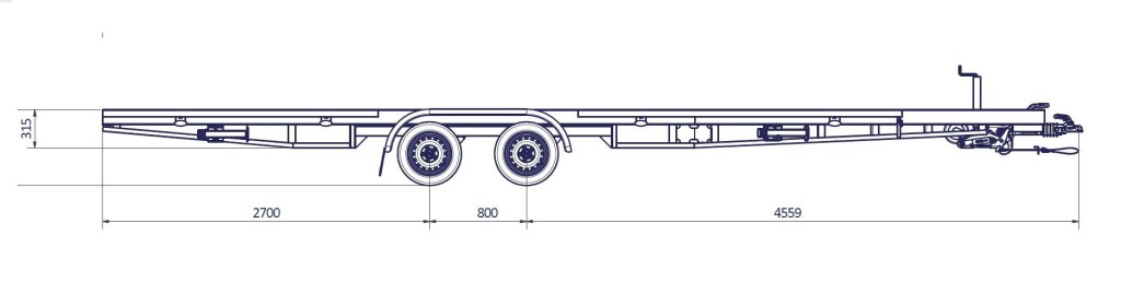 TH 6m60 x 2m44 Plateau 2 x essieux 1800 kg (photo)