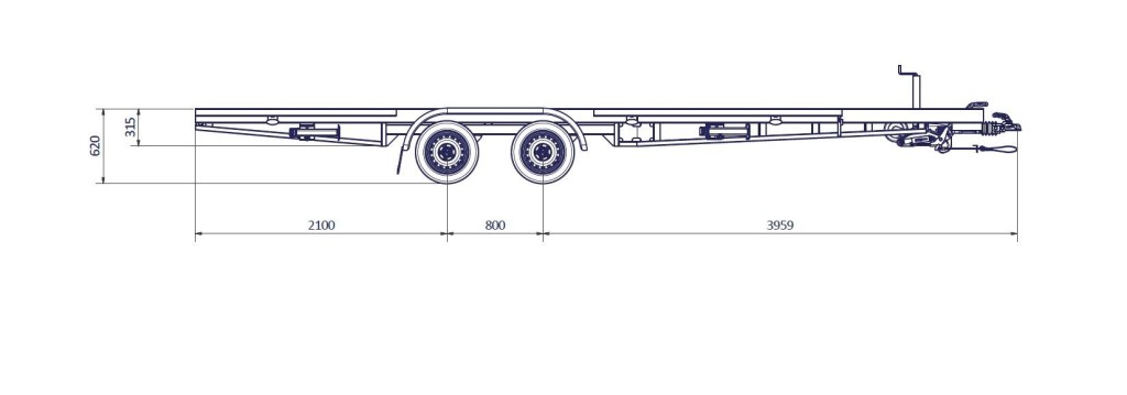 TH 5m40 x 2m44 Plateau 2 x essieu 1800 kg (photo)