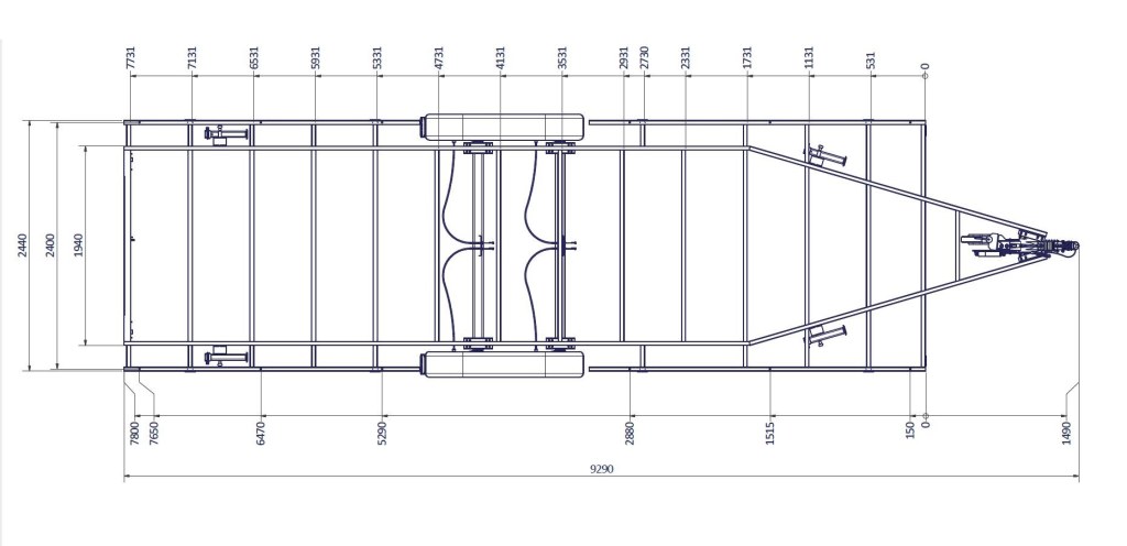 TH 7m80 x 2m44 Plateau 2 essieu x 1800 kg (photo)