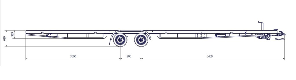 TH 8m40 x 2m44 Plateau 2 essieu x 1800 kg (photo)