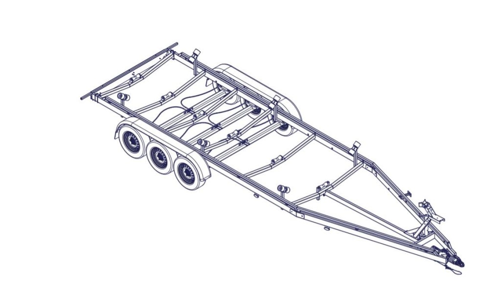 8m40-2m55 - 3X1800 kg - 3500 kg - VLEMMIX - Remorque Porte-Bateau (photo)