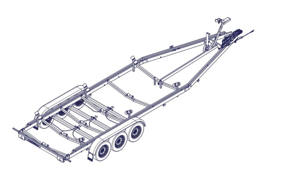 8m40-2m55 - 3X1800 kg - 3500 kg - VLEMMIX - Remorque Porte-Bateau (photo)