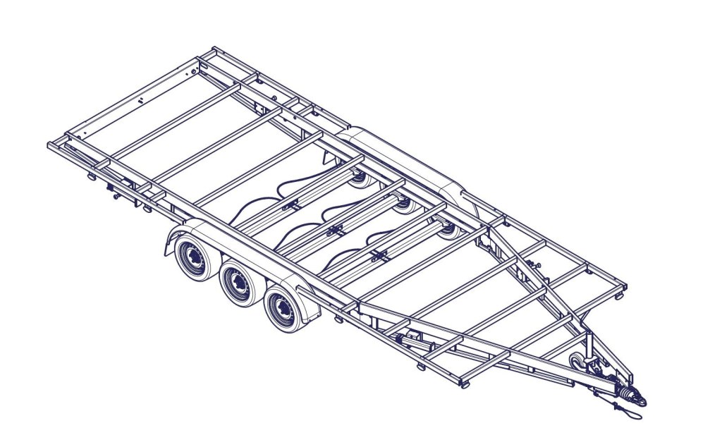 TH 6m x 2m44 plateau 3 x essieux 1350kg (photo)