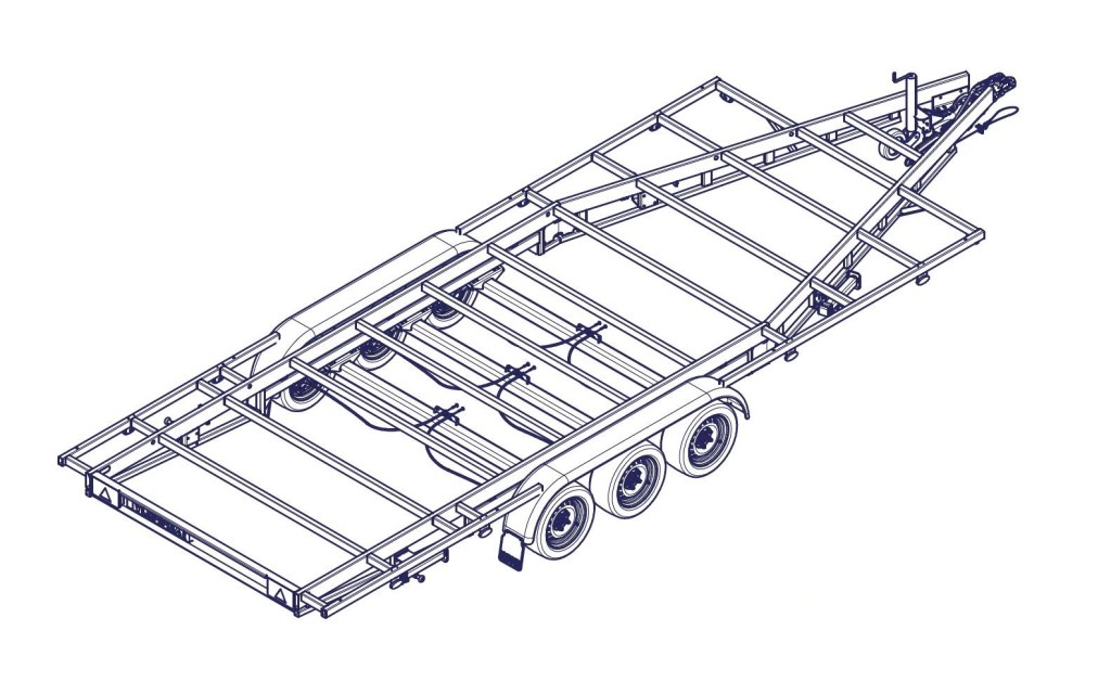 TH 6m x 2m44 plateau 3 x essieux 1350kg (photo)