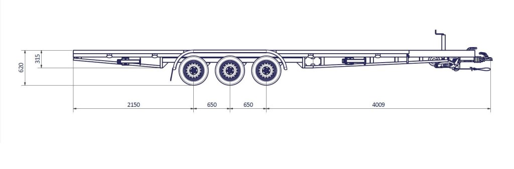 TH 6m x 2m44 plateau 3 x essieux 1350kg (photo)