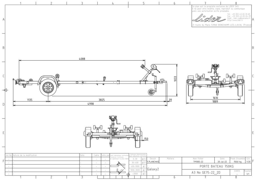 GE75 remorque bateau 750kg non freiné (photo)