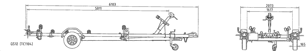 remorque porte bateau 1200kg multi-rouleaux (photo)