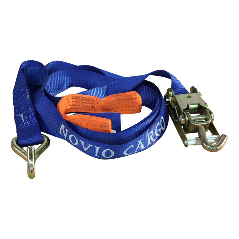 sangle d'arrimage pour transporteur de voiture avec boucle de liaison bleu/lboucle de lingne orange 50 x mm 3500mm polyester (photo)