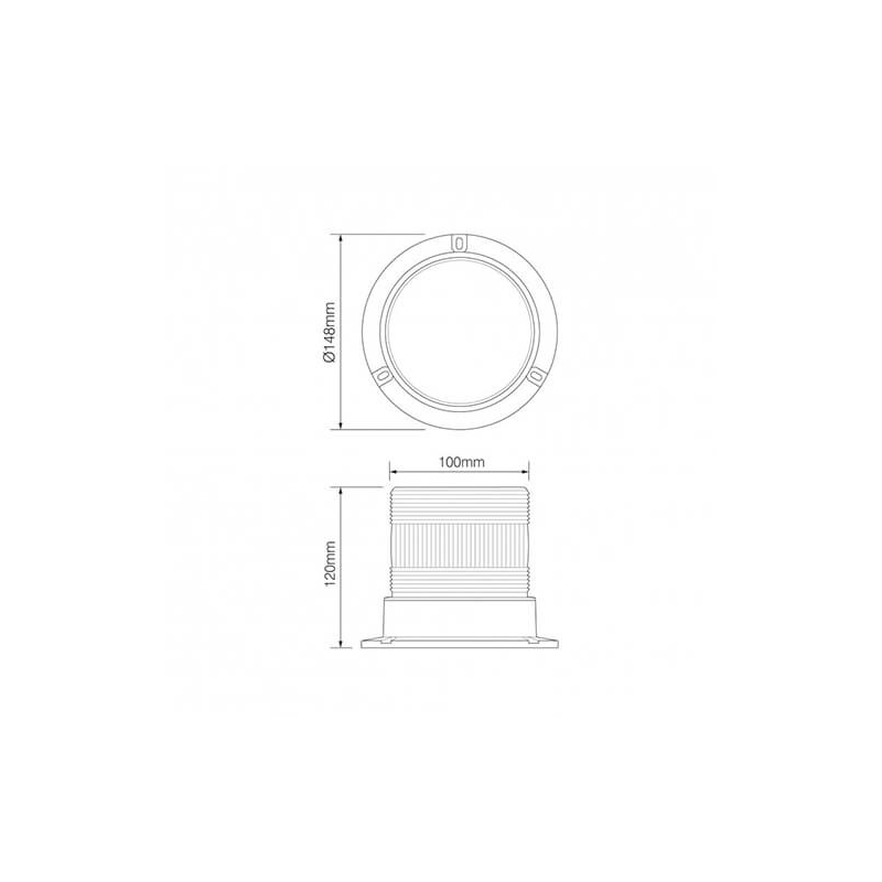 Gyrophare clignotante LED orange 9/30V 20cm câble 12x 3-Watt (photo)