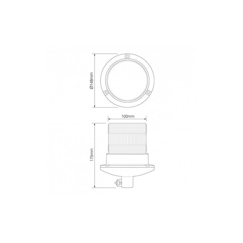 Gyrophare clignotante LED orange 9/30V Connexxion DIN 8x 2watt LEDs (photo)