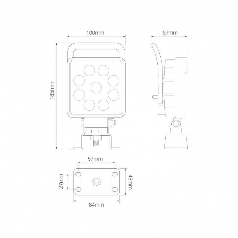 lampe de travail 12/24vV Connecteur AMP intégré 13,5 Watt blanc (photo)