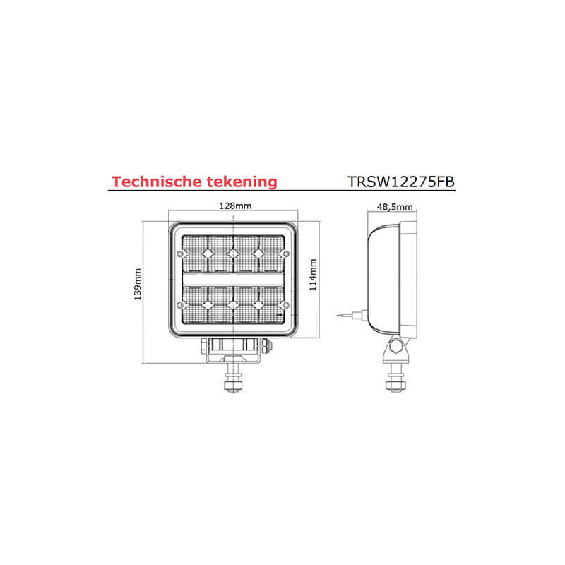 lampe de travail 9/36V 400mm câble avec connecteur Deutsch 24 Watt blanc (photo)