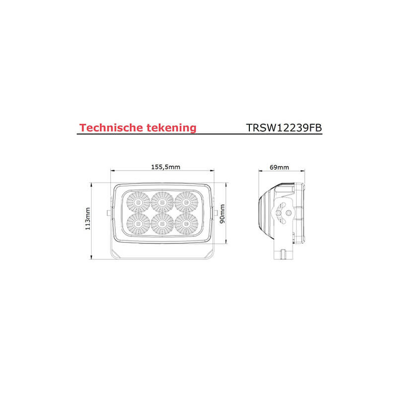 lampe de travail 9/36V 400mm câble avec connecteur Deutsch 30 Watt blanc (photo)