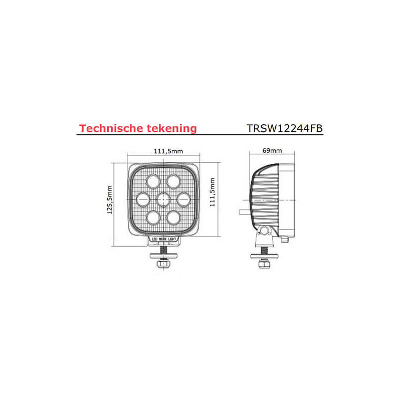 lampe de travail 9/36V 400mm câble avec connecteur Deutsch 35 Watt blanc (photo)