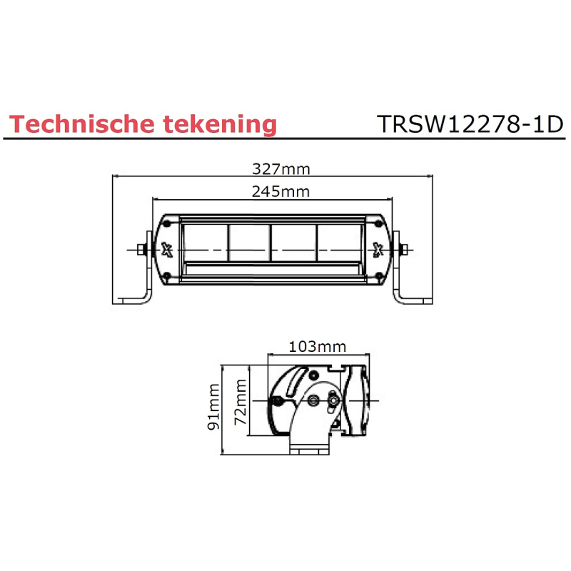 lampe de travail 9/36V 400mm câble avec connecteur Deutsch 40 Watt blanc (photo)