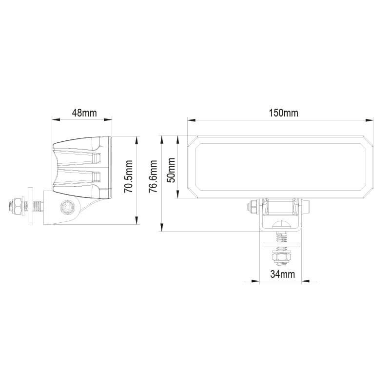Lampe de travail à LED 9/36V 400mm câble avec connecteur Deutsch 24 Watt blanc (photo)