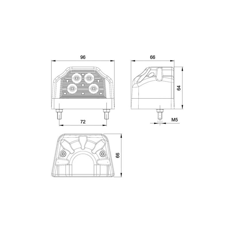 feu d'encombrement rood/wit  P&R câble 200mm, 1,5mm² 12/24V (photo)