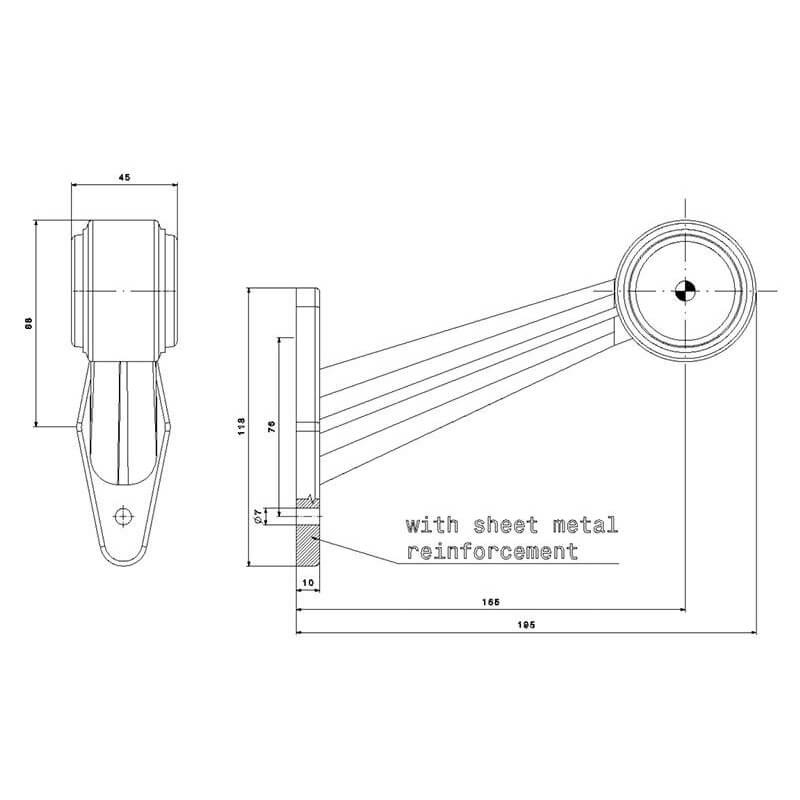 feu d'encombrement rood/wit droit P&R câble 200mm, 1,5mm² 12/24V (photo)