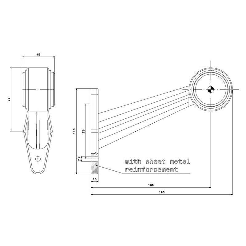 feu d'encombrement rood/wit gauche câble 200 mm 12/24V (photo)