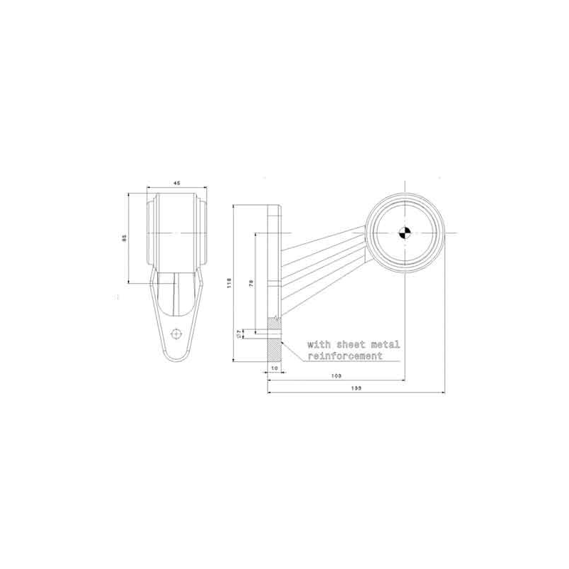 feu d'encombrement rood/wit gauche P&R câble 200mm, 1,5mm² 12/24V (photo)
