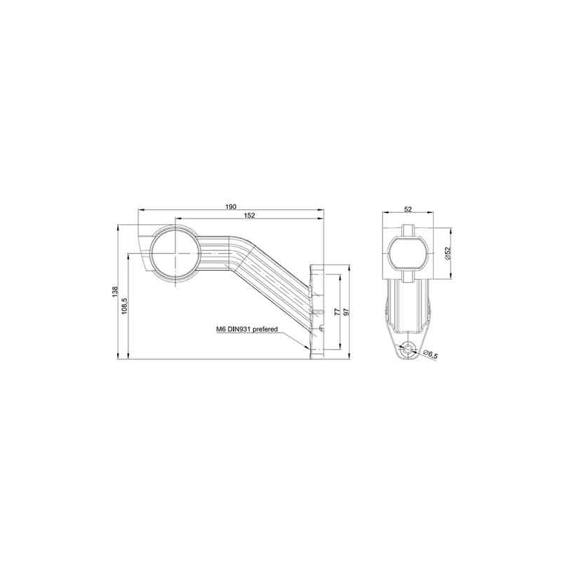 feu d'encombrement rouge/blanc/orange gauche câble 200 mm IP68 12/24V (photo)
