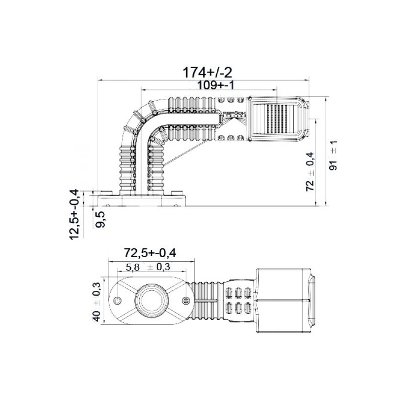 feu d'encombrement Superpoint IV, versie "Earpoint" LED, rouge/blanc/orange gauche DC câble 1000mm (photo)