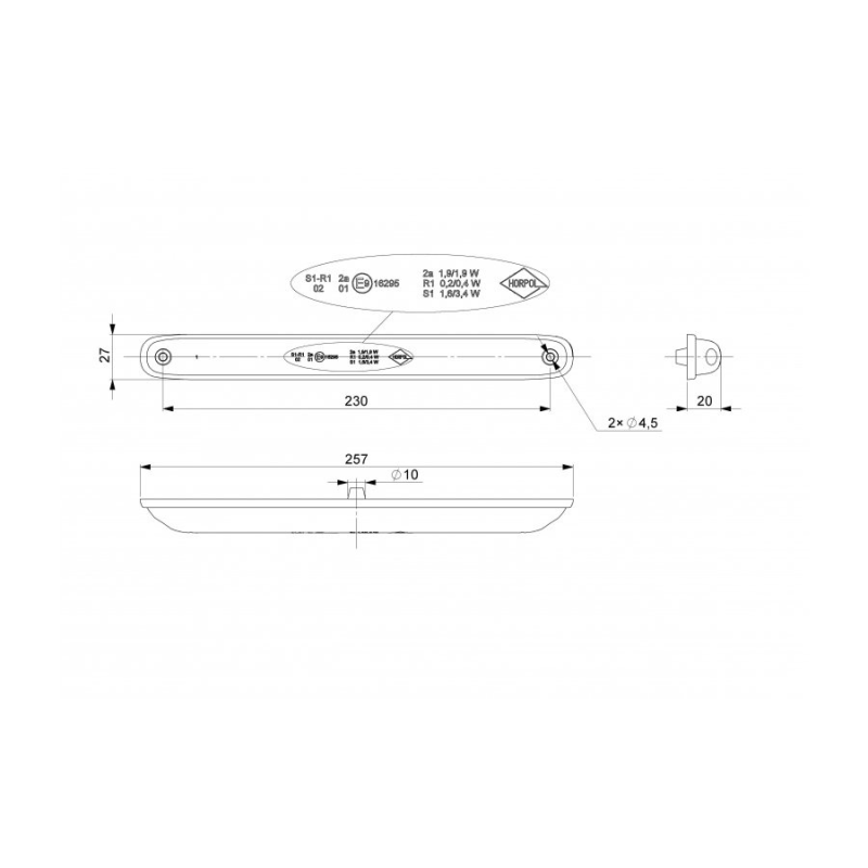 feu arrière LED 100cm câble 100cm câble universel universel 12/24V (photo)