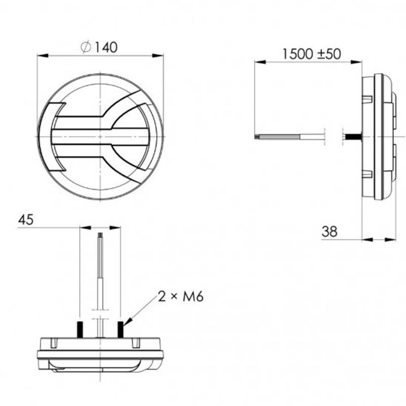 feu arrière LED 1500mm câble universel universel 12/24V Lavaflow (photo)