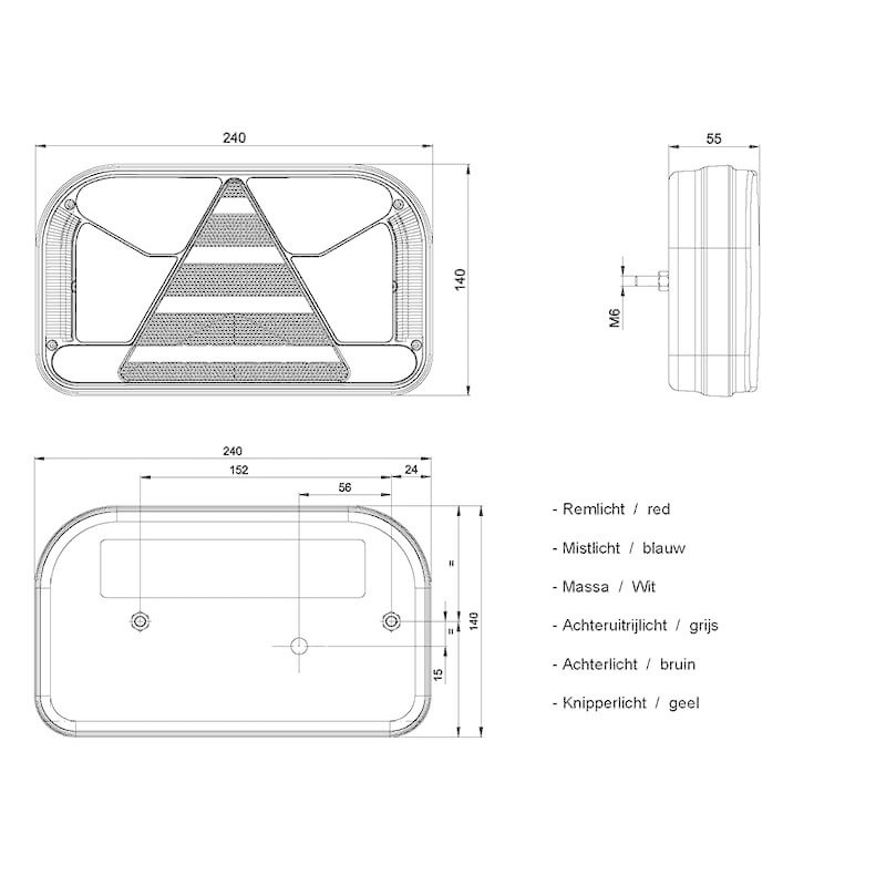 feu arrière LED câble droit droit 12/24V Lavaflow (photo)