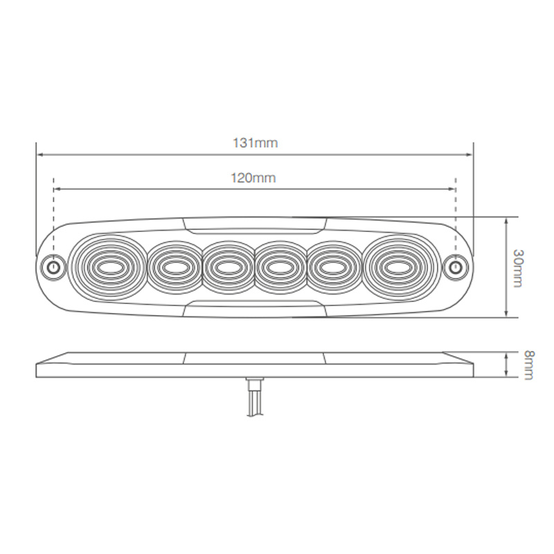 feu arrière LED câble universel 12/24V (photo)