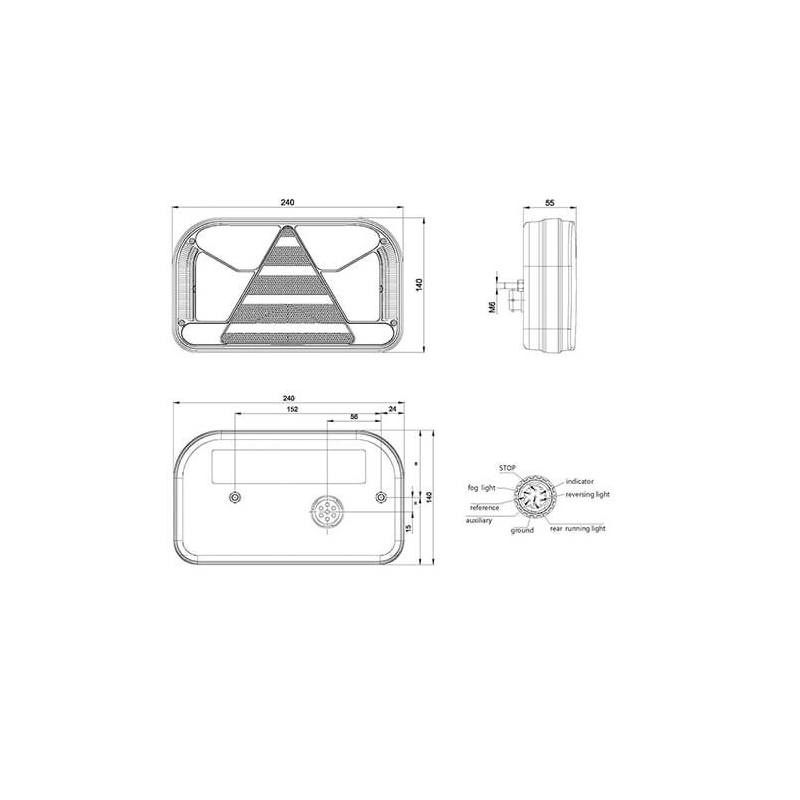 feu arrière LED connecteur AMP 7 PIN gauche gauche 12/24V Lavaflow (photo)