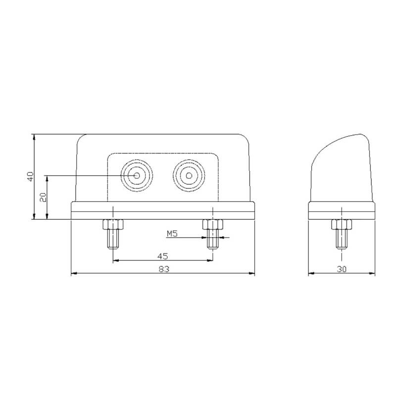 éclairage de plaque LED 12/24V DC câble 200mm, 0,75mm² blanc (photo)