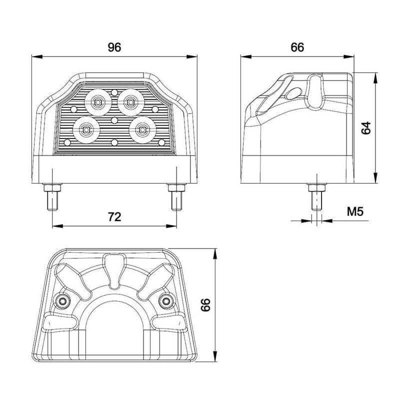 éclairage de plaque LED 12/24V DC câble 200mm, 0,75mm² blanc (photo)