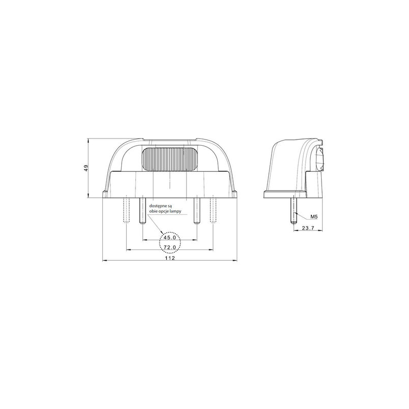 éclairage de plaque LED 12/24vV DC câble 500mm, 0,75mm² (photo)
