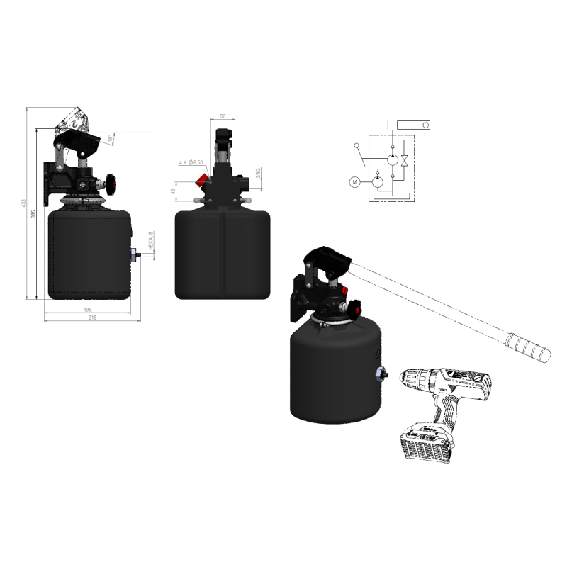 pompe à main et à engrenages FLEXePUMP 20cm³ double effet (photo)
